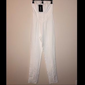 White corset split hem jumpsuit